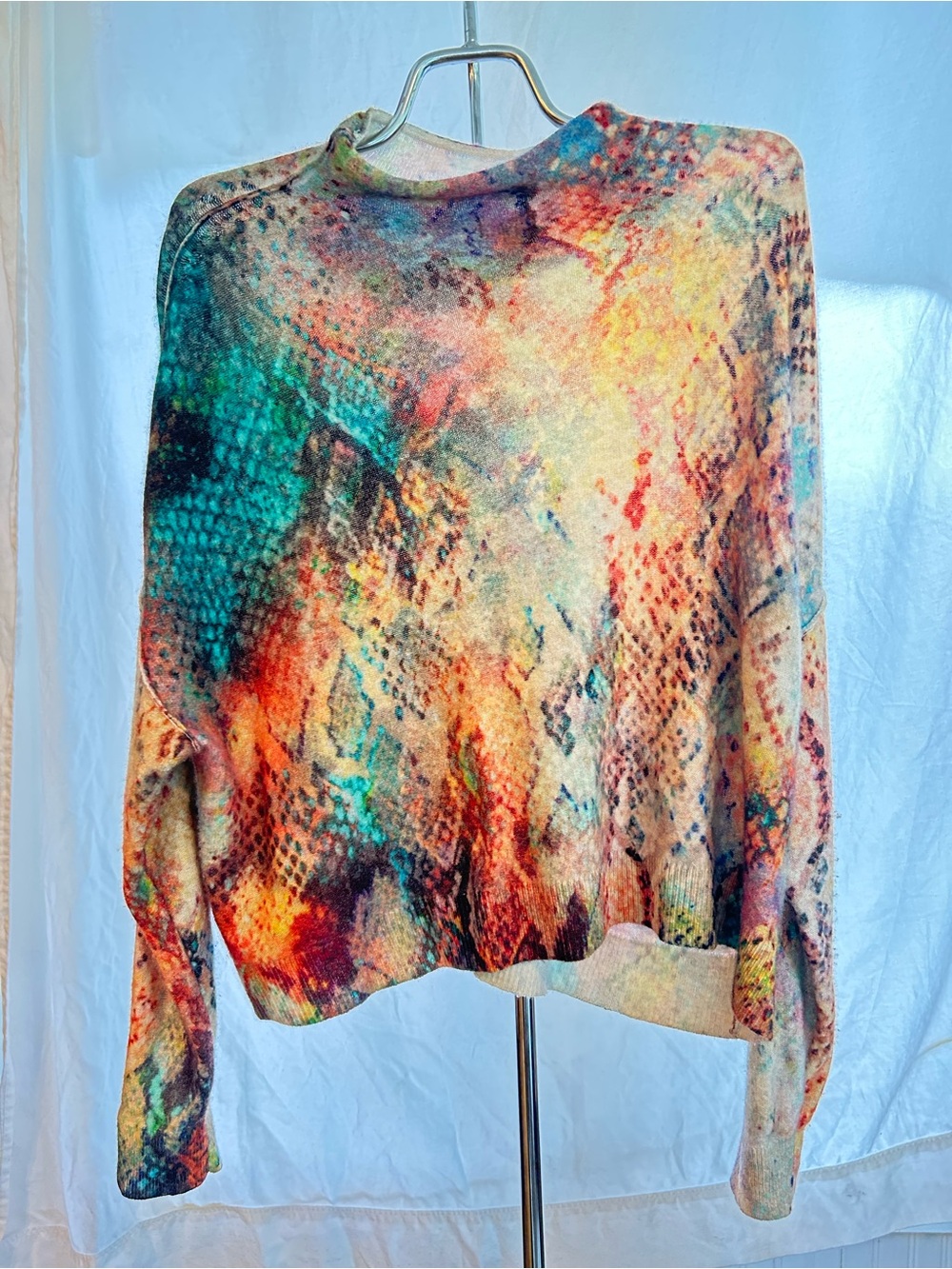 Pilcro Cashmere Multicolor Watercolor Knit Top